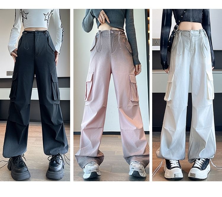 High Waist Gradient Baggy Cargo Pants