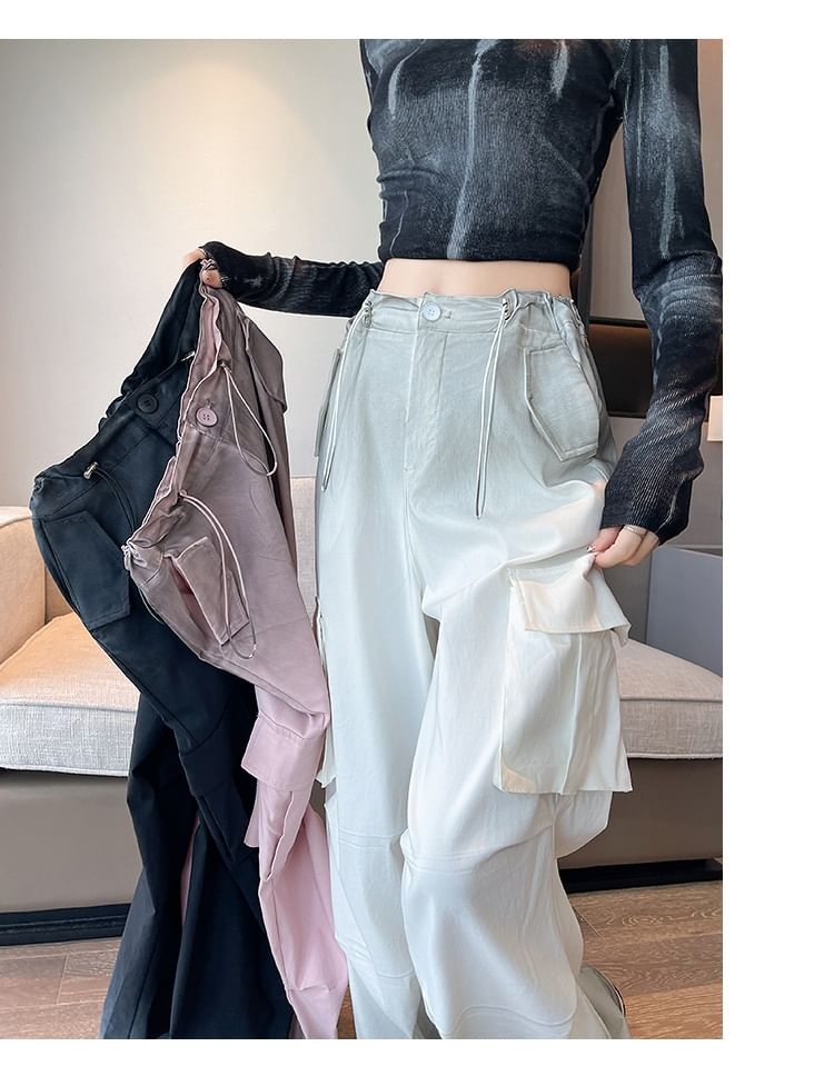 High Waist Gradient Baggy Cargo Pants