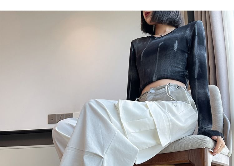 High Waist Gradient Baggy Cargo Pants