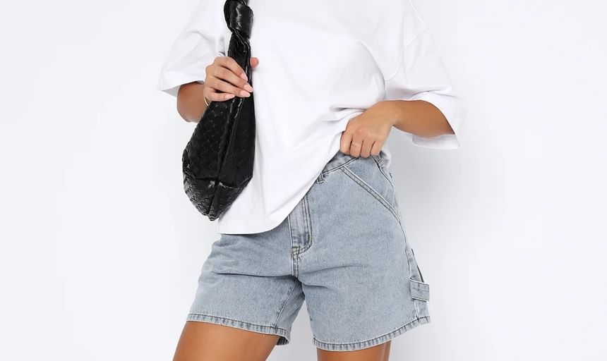 High Waist Washed Straight-Fit Denim Shorts
