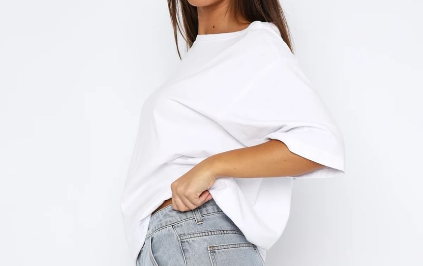 High Waist Washed Straight-Fit Denim Shorts