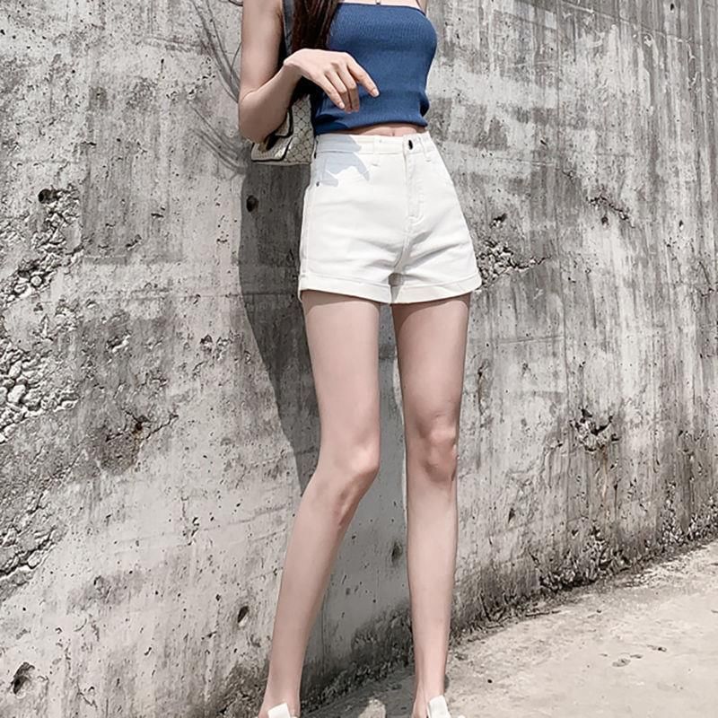 High Waist Washed Denim Wide Leg Shorts