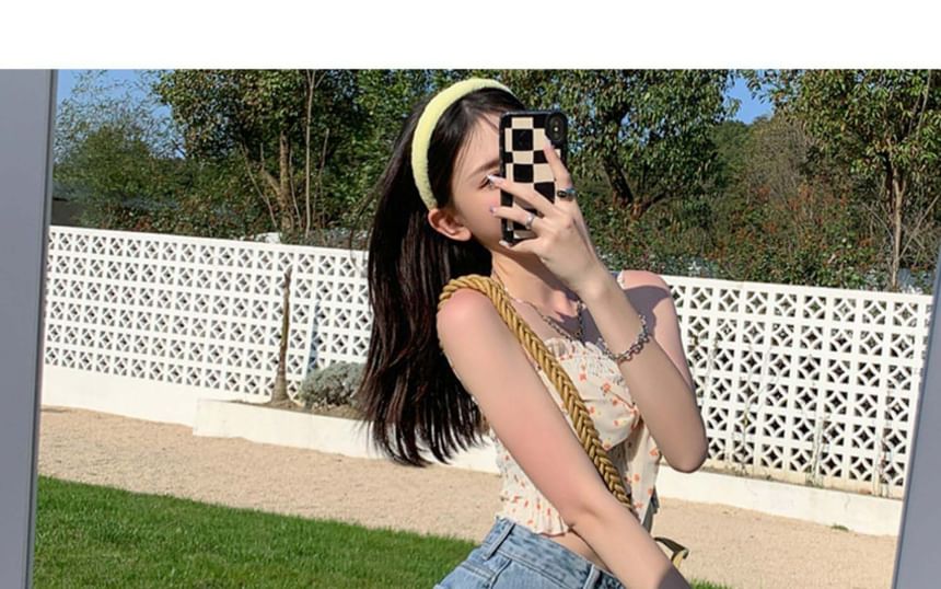 High Waist Washed Frayed Distressed Denim Wide Leg Shorts
