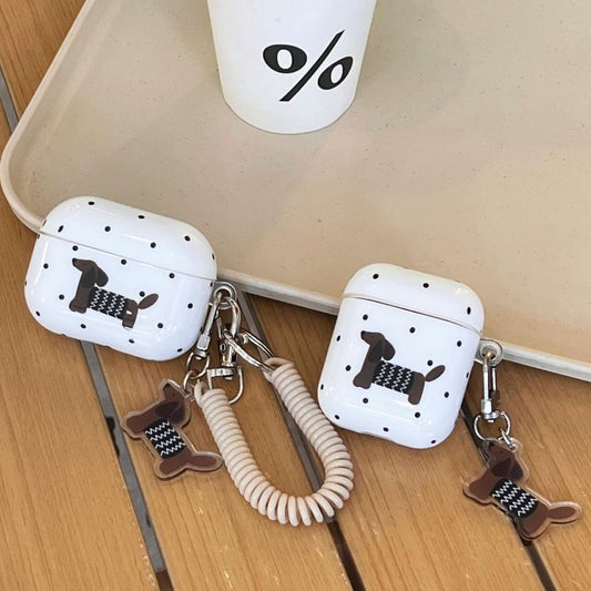 Polka Dot Dog AirPods / Pro Earphone Case Skin / Charm / Coil Strap / Set