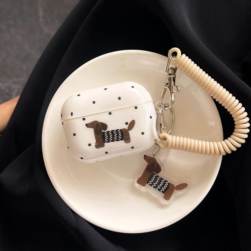 Polka Dot Dog AirPods / Pro Earphone Case Skin / Charm / Coil Strap / Set