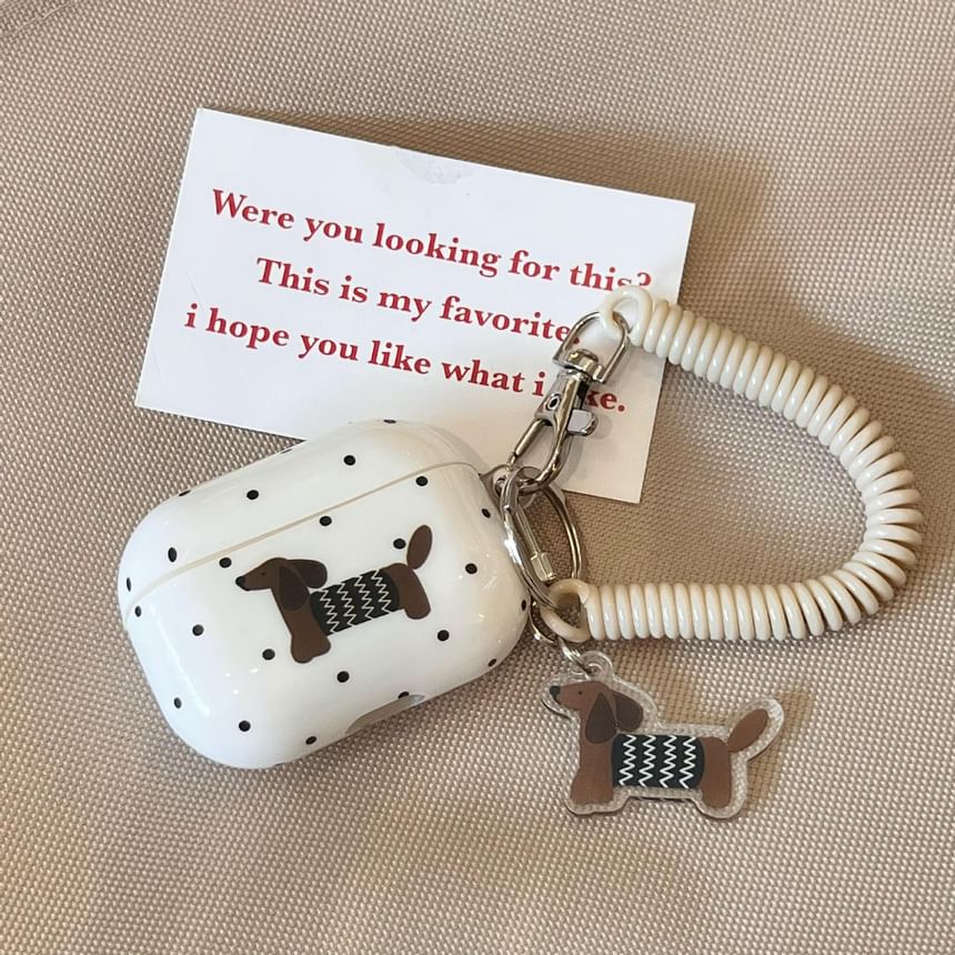 Polka Dot Dog AirPods / Pro Earphone Case Skin / Charm / Coil Strap / Set