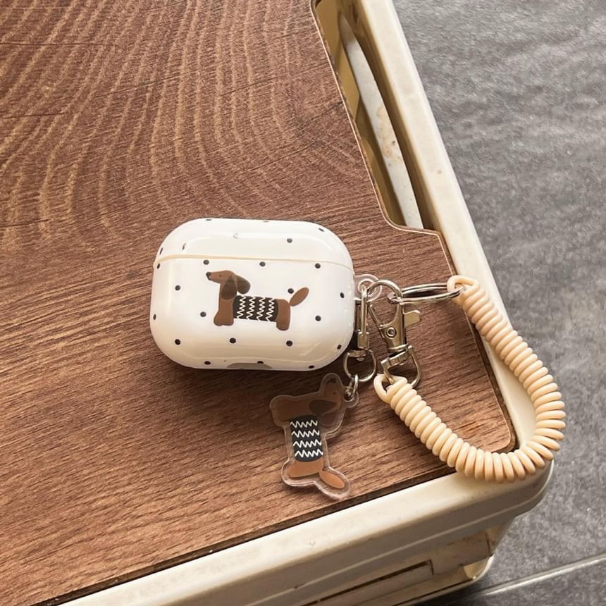 Polka Dot Dog AirPods / Pro Earphone Case Skin / Charm / Coil Strap / Set