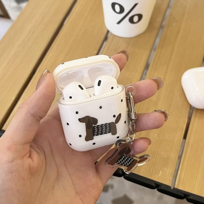 Polka Dot Dog AirPods / Pro Earphone Case Skin / Charm / Coil Strap / Set