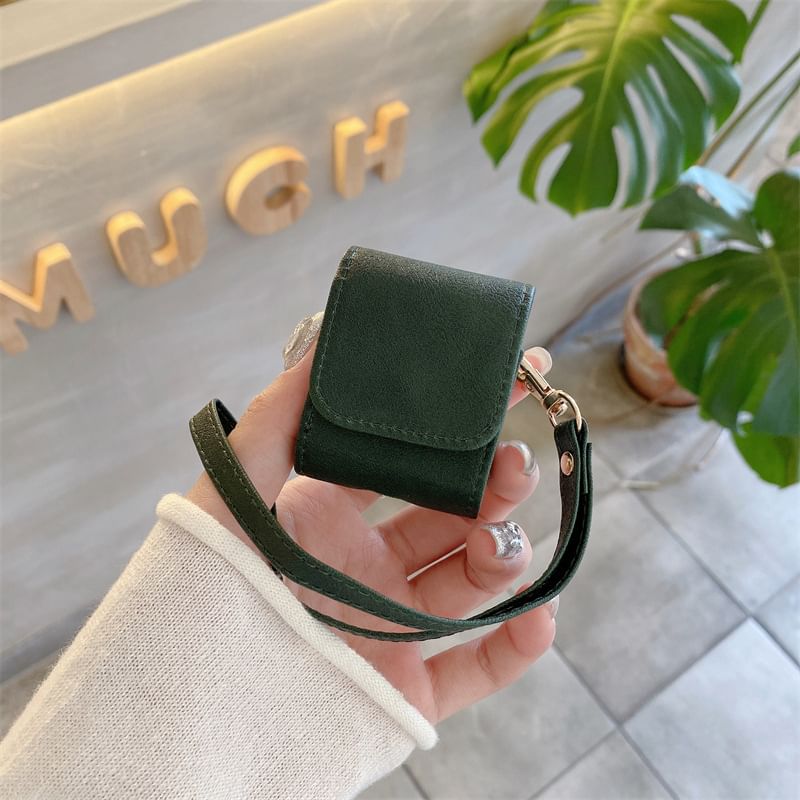 Faux Leather AirPods / Pro Earphone Case Skin with Strap