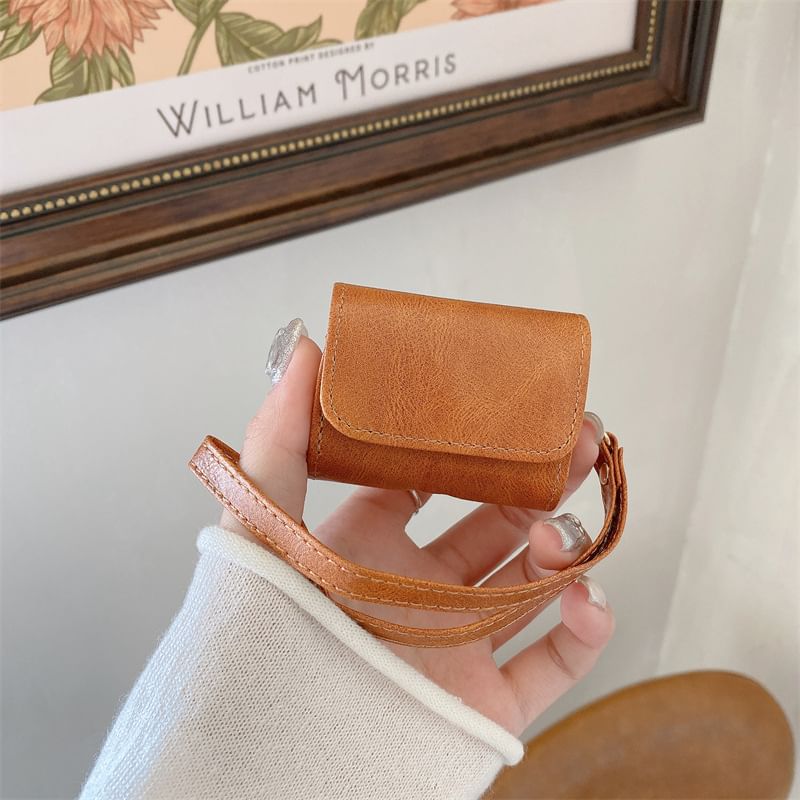Faux Leather AirPods / Pro Earphone Case Skin with Strap