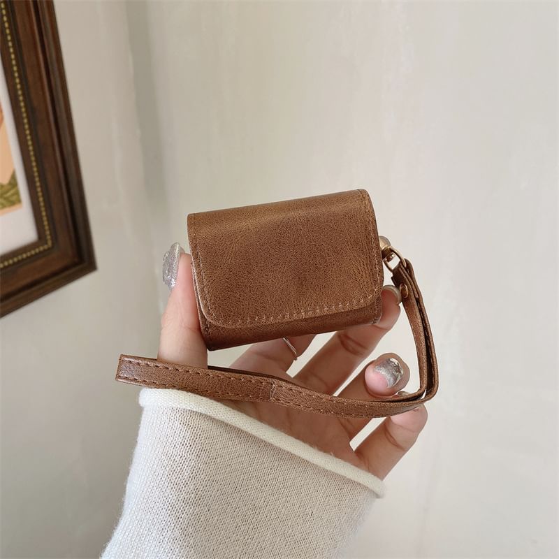 Faux Leather AirPods / Pro Earphone Case Skin with Strap