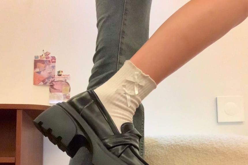 Faux Leather Loafer Platform Shoes