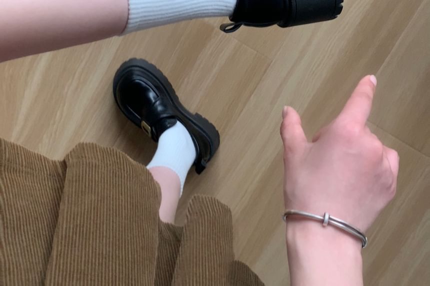 Faux Leather Platform Buckle Loafers