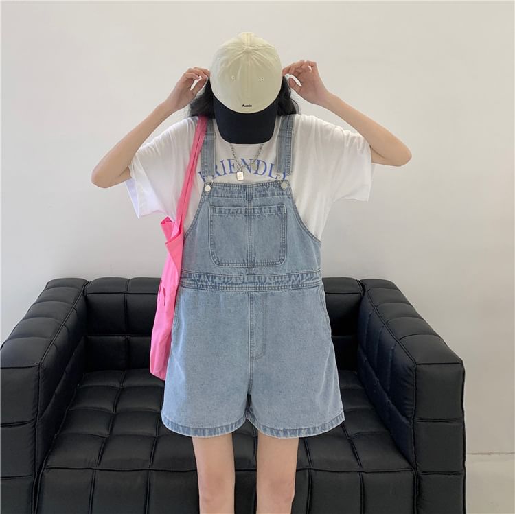 Washed Denim Jumper Shorts