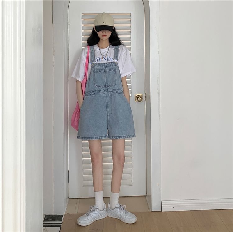 Washed Denim Jumper Shorts