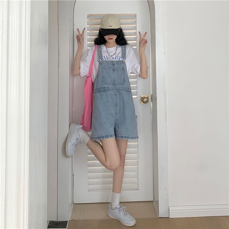 Washed Denim Jumper Shorts