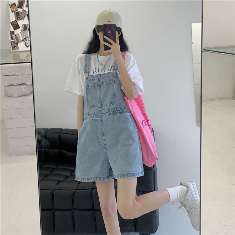 Washed Denim Jumper Shorts