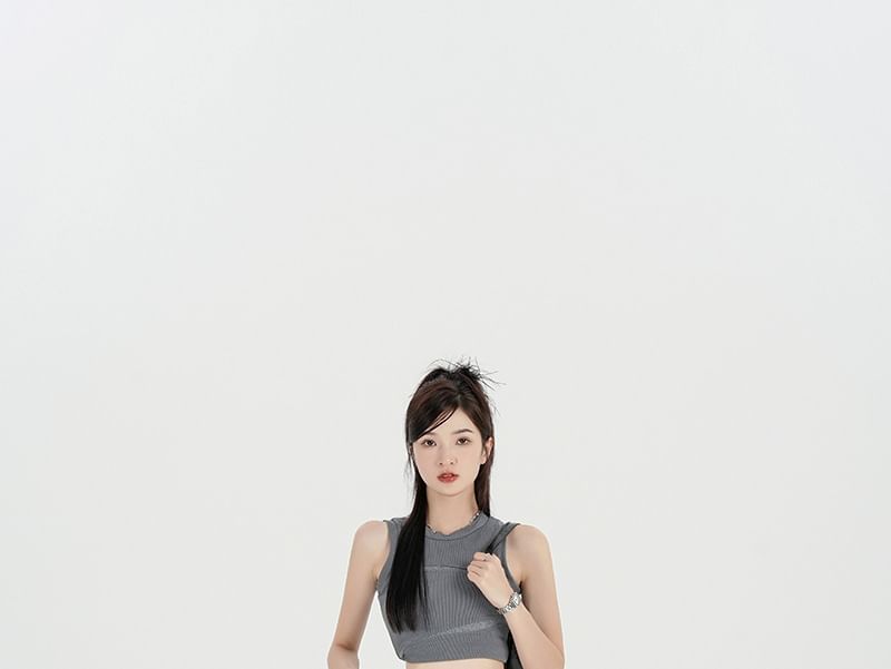 Set: Mid Rise Plain Denim Hot Pants + Belt