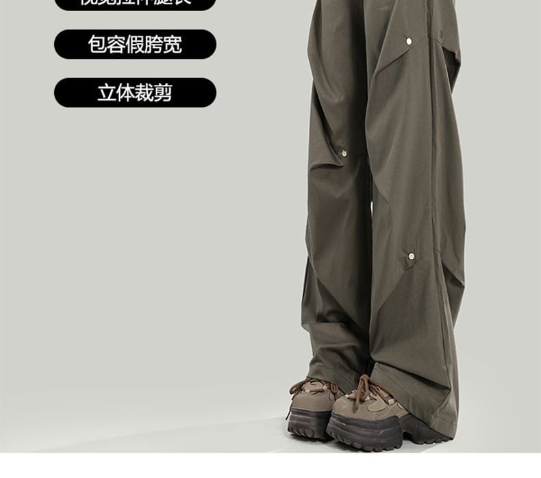 High Waist Plain Baggy Cargo Pants