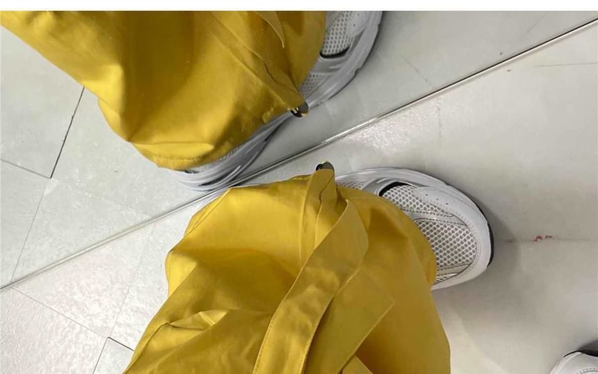 Drawstring Waist Plain Cargo Baggy Pants