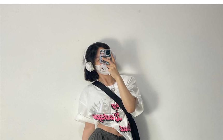 Drawstring Waist Plain Cargo Baggy Pants