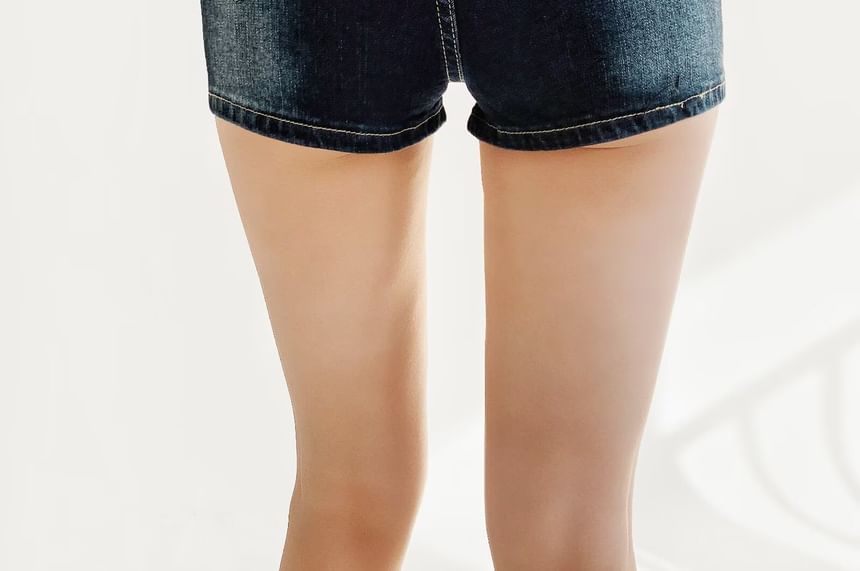High Waist Washed Denim Hot Pants