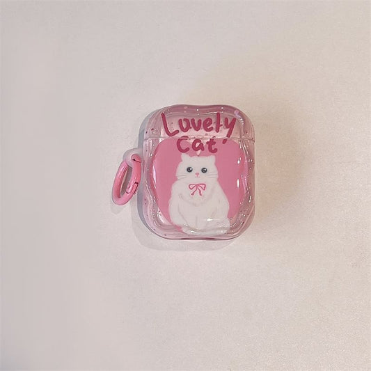 Cat AirPods / Pro Earphone Case Skin / Pom Pom Strap / Set