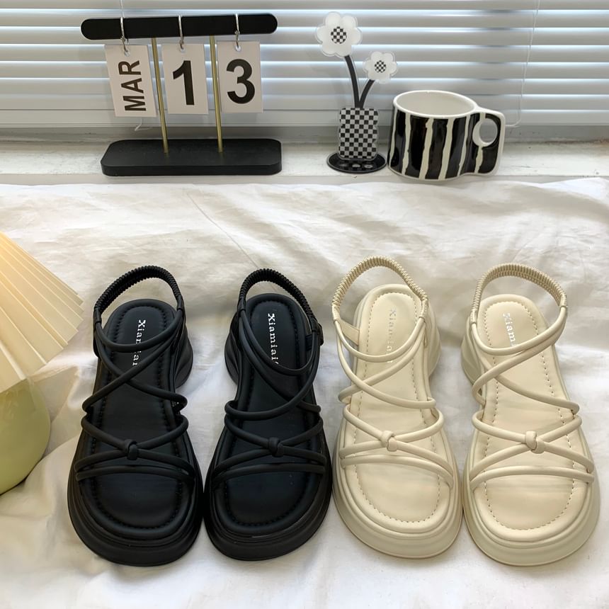 Plain Knot Platform Gladiator Sandals