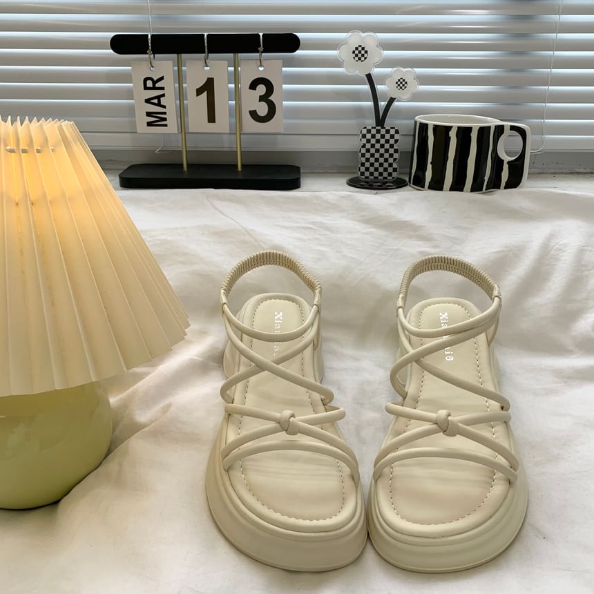 Plain Knot Platform Gladiator Sandals