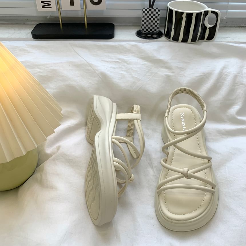 Plain Knot Platform Gladiator Sandals