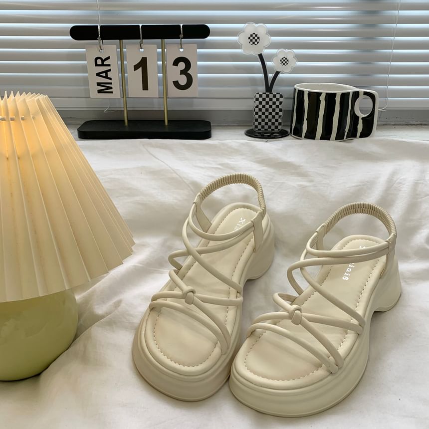 Plain Knot Platform Gladiator Sandals