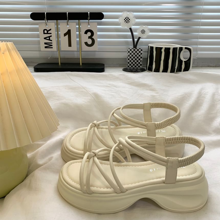 Plain Knot Platform Gladiator Sandals