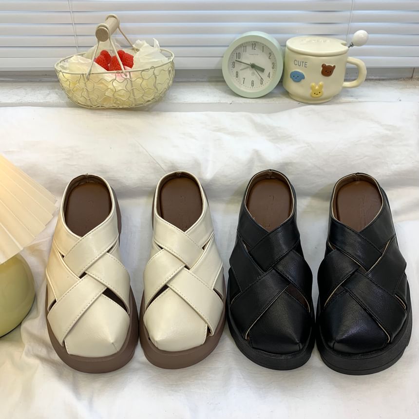 Woven Platform Gladiator Slide Sandals