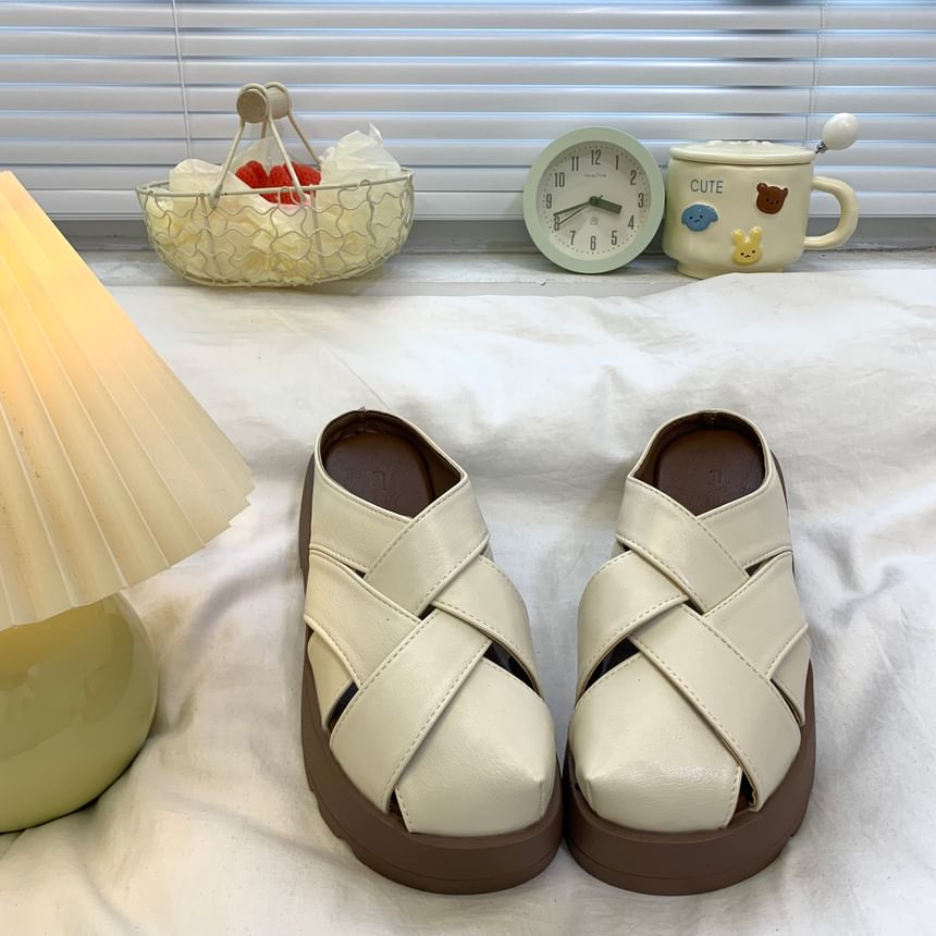 Woven Platform Gladiator Slide Sandals