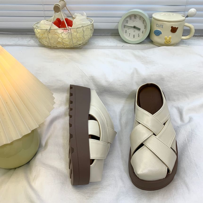 Woven Platform Gladiator Slide Sandals