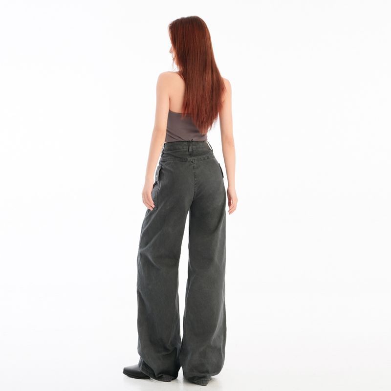 Mid Waist Plain Baggy Cargo Pants (Various Designs)