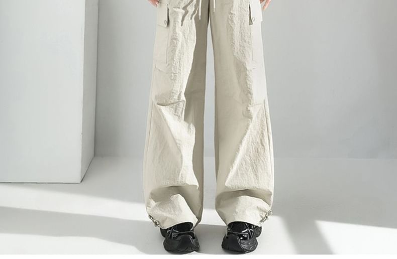 Drawstring Waist Plain Baggy Cargo Pants (Various Designs)