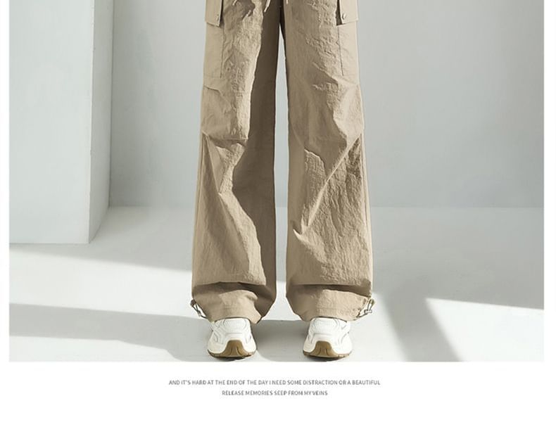 Drawstring Waist Plain Baggy Cargo Pants (Various Designs)