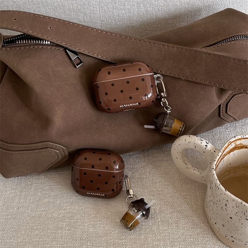 Polka Dot AirPods / Pro Earphone Case Skin with Bubble Tea Charm