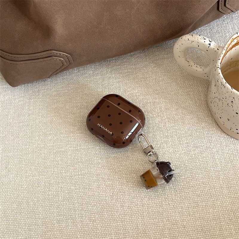 Polka Dot AirPods / Pro Earphone Case Skin with Bubble Tea Charm