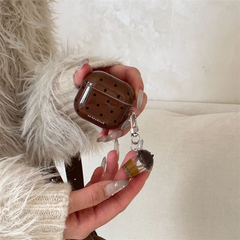 Polka Dot AirPods / Pro Earphone Case Skin with Bubble Tea Charm