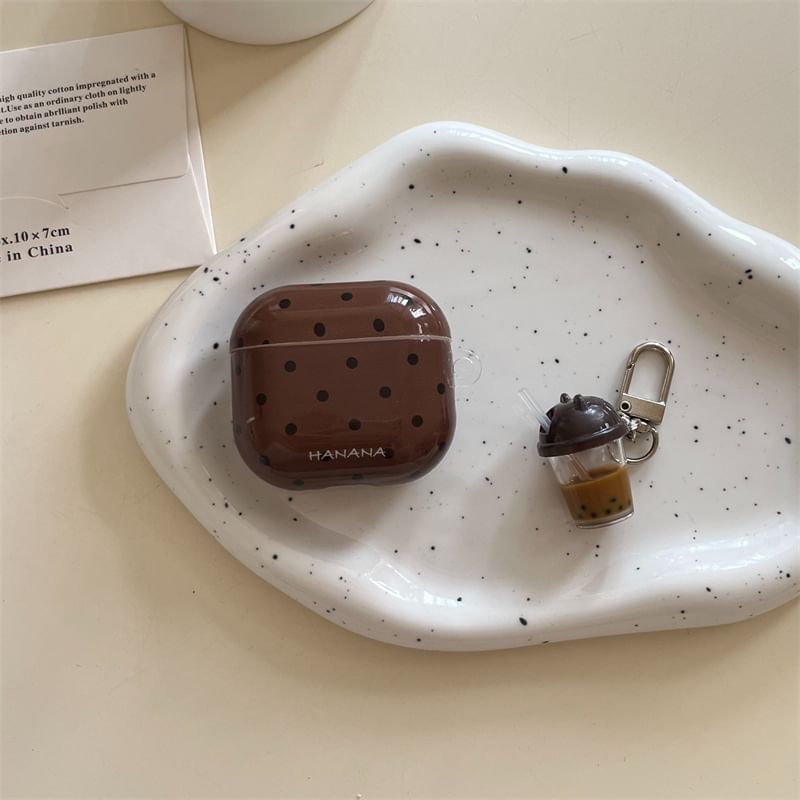 Polka Dot AirPods / Pro Earphone Case Skin with Bubble Tea Charm