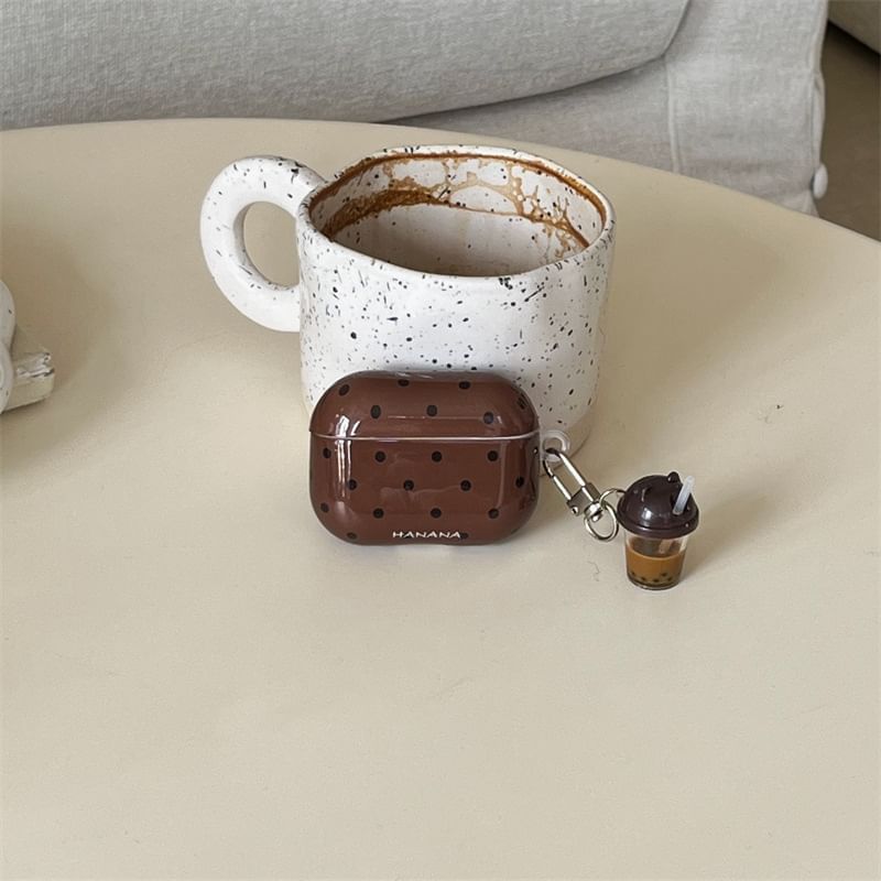 Polka Dot AirPods / Pro Earphone Case Skin with Bubble Tea Charm