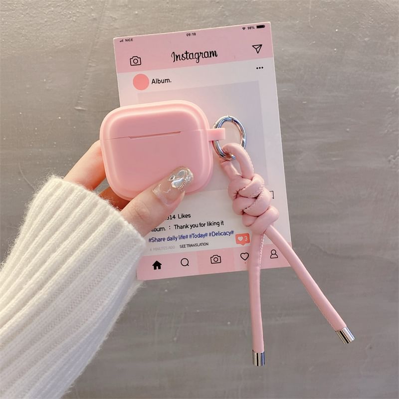 Plain AirPods / Pro Earphone Case Skin with Faux Leather Strap