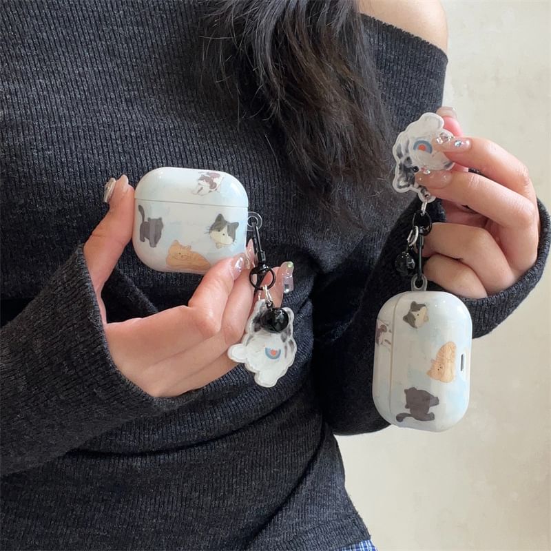 Cat AirPods / Pro Earphone Case Skin with Charm
