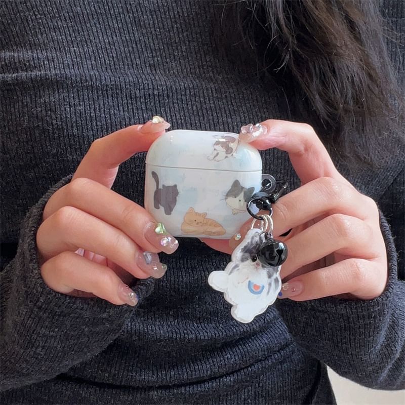 Cat AirPods / Pro Earphone Case Skin with Charm