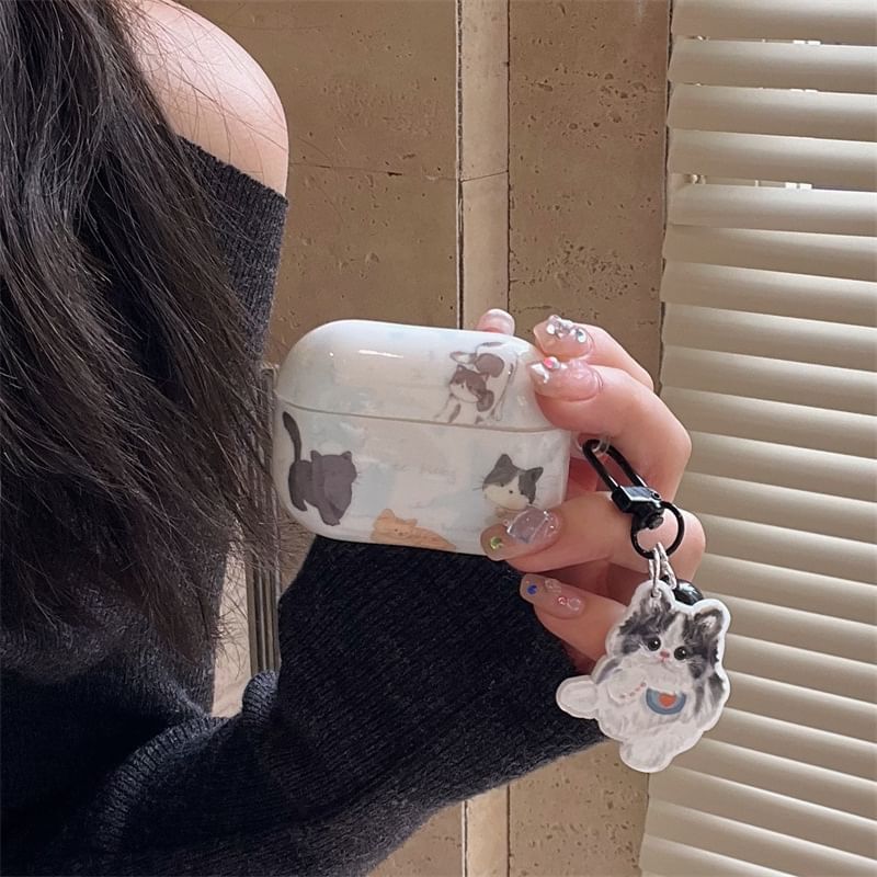 Cat AirPods / Pro Earphone Case Skin with Charm