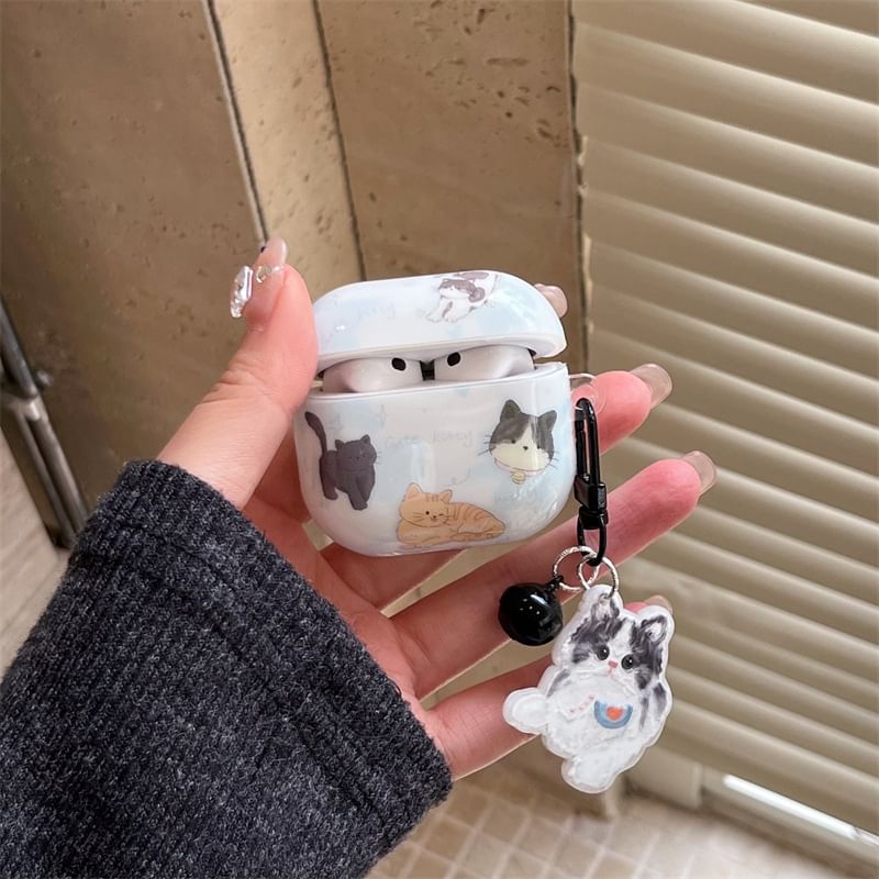 Cat AirPods / Pro Earphone Case Skin with Charm