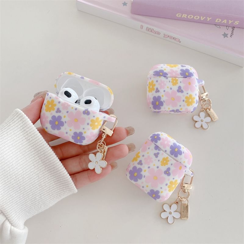 Floral AirPods / Pro Earphone Case Skin with Charm