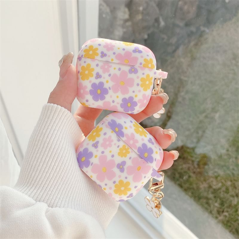 Floral AirPods / Pro Earphone Case Skin with Charm